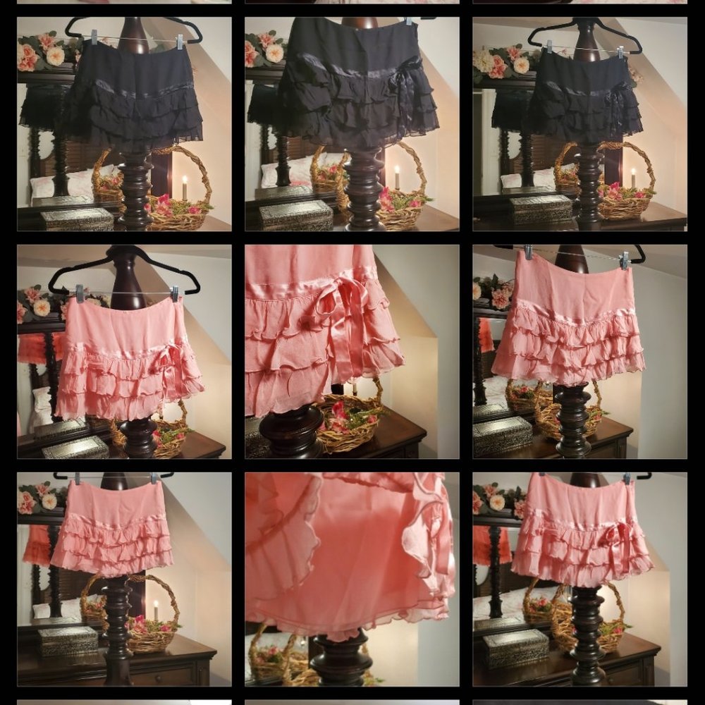 Bundle of 2 Adorable Silk Ruffle Mini Skirts ~ Small